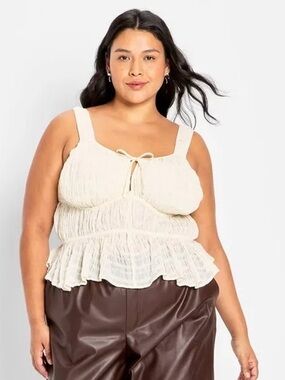 Future Collective NWT Sleeveless Cream Ruffle Peplum Top - Size XXL